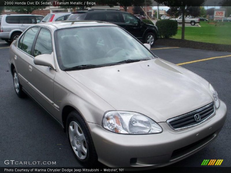 Titanium Metallic / Beige 2000 Honda Civic EX Sedan