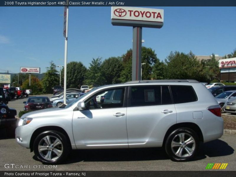Classic Silver Metallic / Ash Gray 2008 Toyota Highlander Sport 4WD