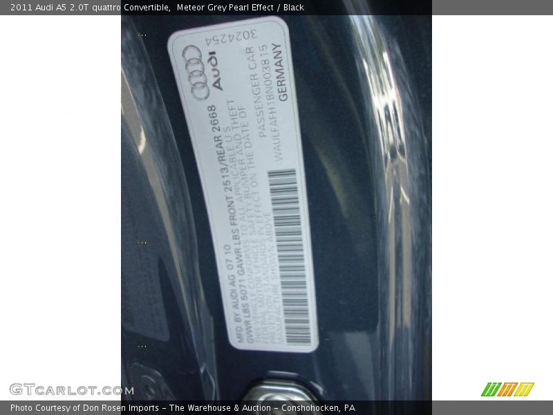 Meteor Grey Pearl Effect / Black 2011 Audi A5 2.0T quattro Convertible