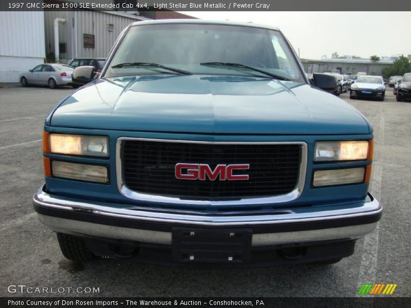 Light Stellar Blue Metallic / Pewter Gray 1997 GMC Sierra 1500 SLE Extended Cab 4x4