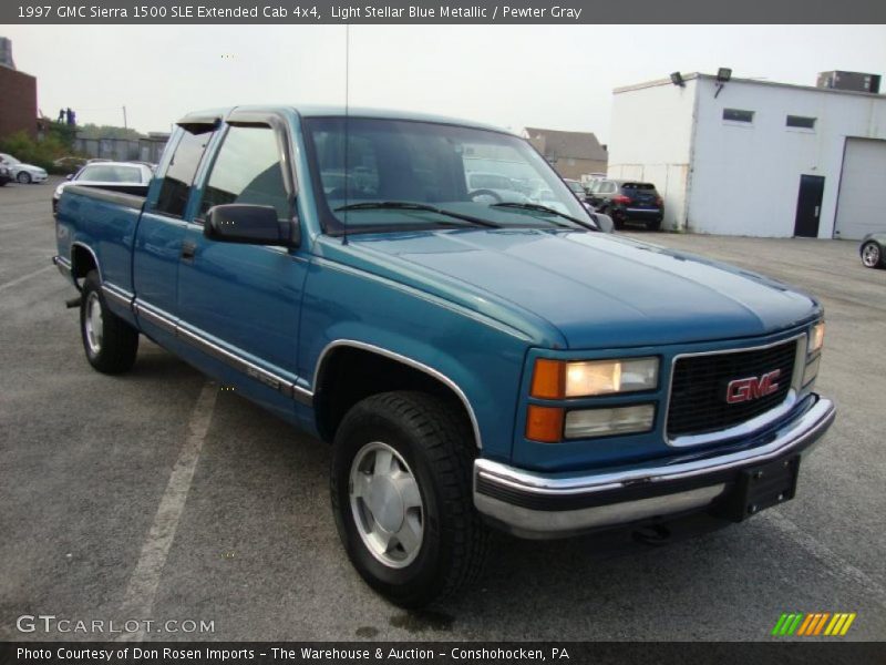 Light Stellar Blue Metallic / Pewter Gray 1997 GMC Sierra 1500 SLE Extended Cab 4x4