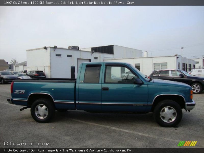 Light Stellar Blue Metallic / Pewter Gray 1997 GMC Sierra 1500 SLE Extended Cab 4x4