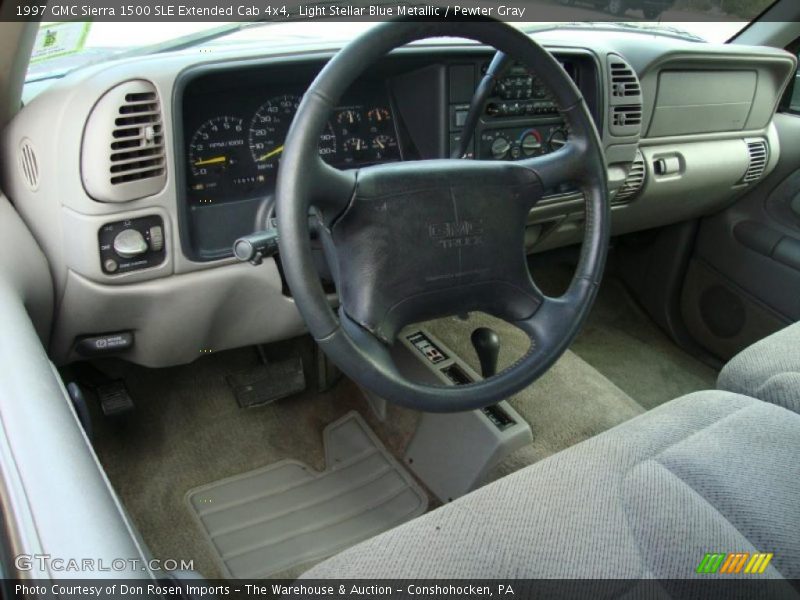 Light Stellar Blue Metallic / Pewter Gray 1997 GMC Sierra 1500 SLE Extended Cab 4x4