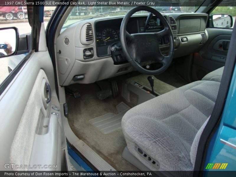 Light Stellar Blue Metallic / Pewter Gray 1997 GMC Sierra 1500 SLE Extended Cab 4x4