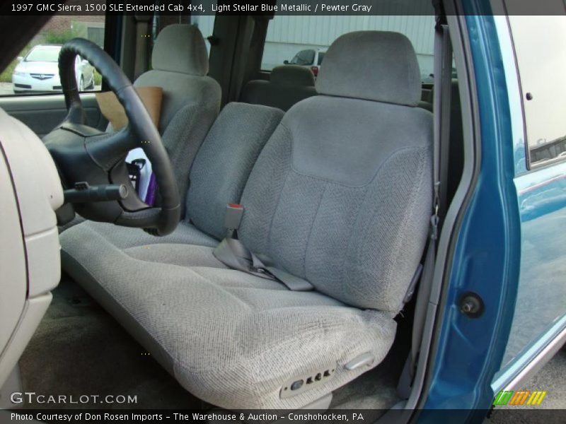 Light Stellar Blue Metallic / Pewter Gray 1997 GMC Sierra 1500 SLE Extended Cab 4x4