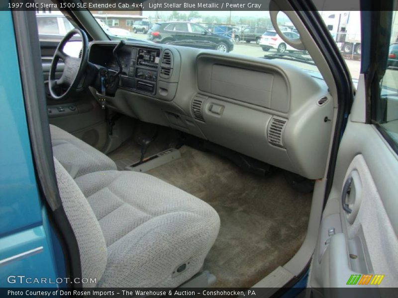 Light Stellar Blue Metallic / Pewter Gray 1997 GMC Sierra 1500 SLE Extended Cab 4x4