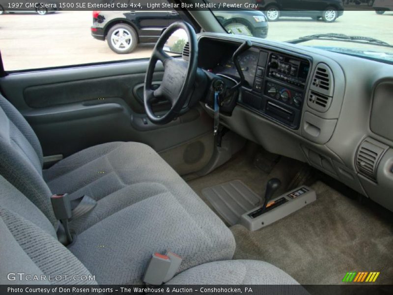 Light Stellar Blue Metallic / Pewter Gray 1997 GMC Sierra 1500 SLE Extended Cab 4x4