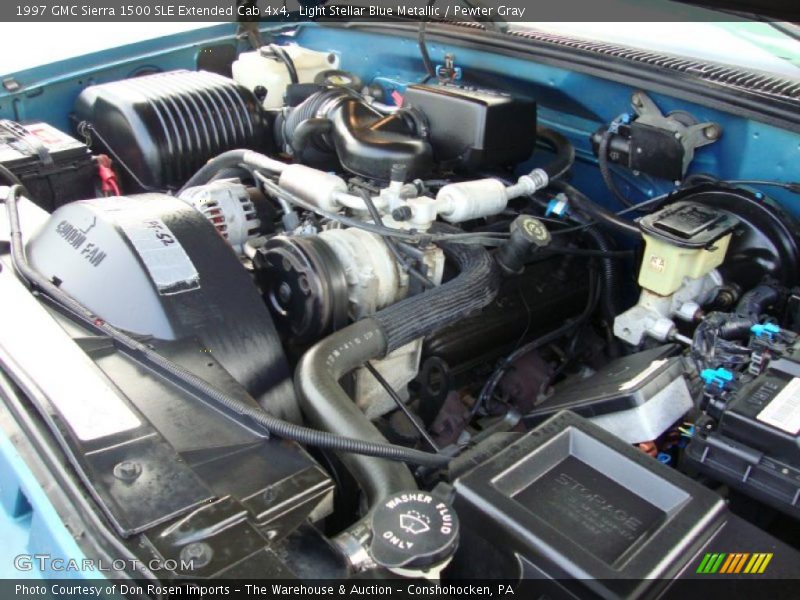 Light Stellar Blue Metallic / Pewter Gray 1997 GMC Sierra 1500 SLE Extended Cab 4x4