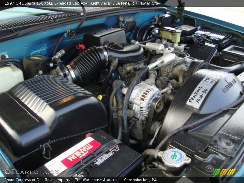 Light Stellar Blue Metallic / Pewter Gray 1997 GMC Sierra 1500 SLE Extended Cab 4x4