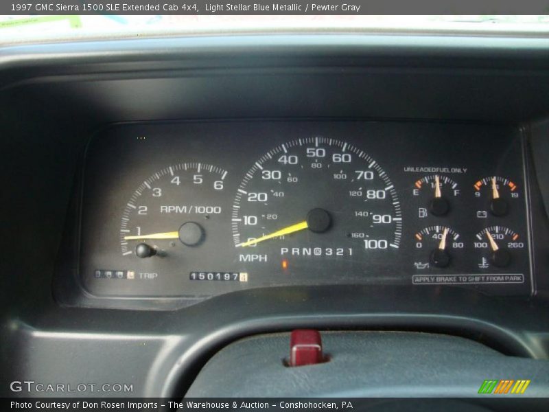 Light Stellar Blue Metallic / Pewter Gray 1997 GMC Sierra 1500 SLE Extended Cab 4x4