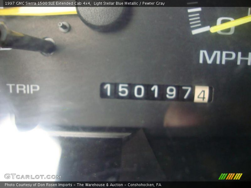 Light Stellar Blue Metallic / Pewter Gray 1997 GMC Sierra 1500 SLE Extended Cab 4x4