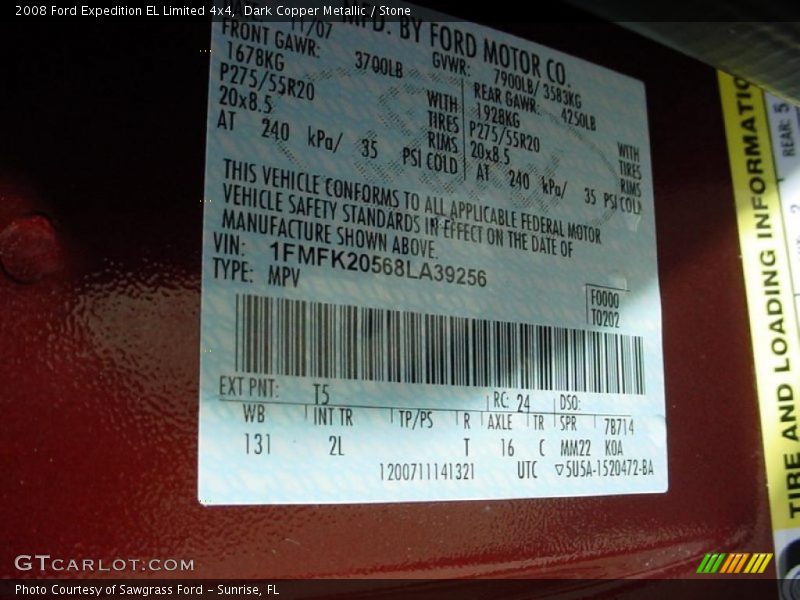 2008 Expedition EL Limited 4x4 Dark Copper Metallic Color Code T5