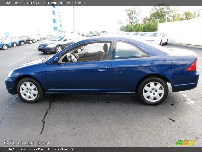 Eternal Blue Pearl / Beige 2002 Honda Civic EX Coupe
