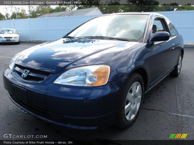 Eternal Blue Pearl / Beige 2002 Honda Civic EX Coupe