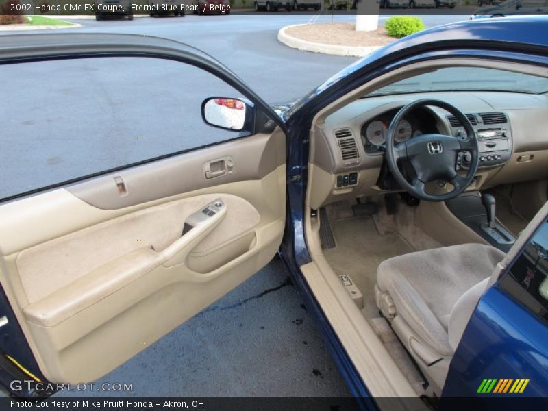 Eternal Blue Pearl / Beige 2002 Honda Civic EX Coupe