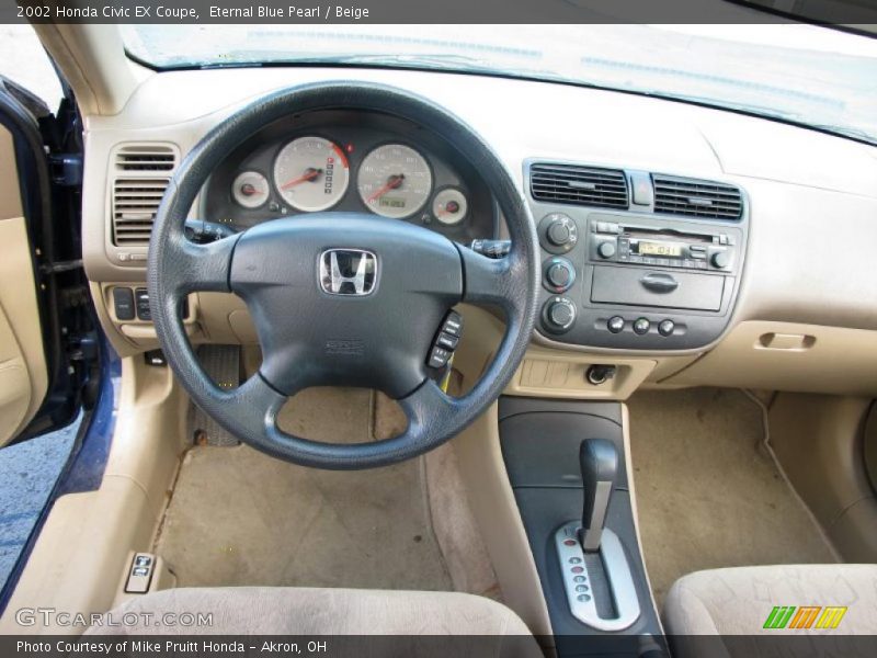 Eternal Blue Pearl / Beige 2002 Honda Civic EX Coupe