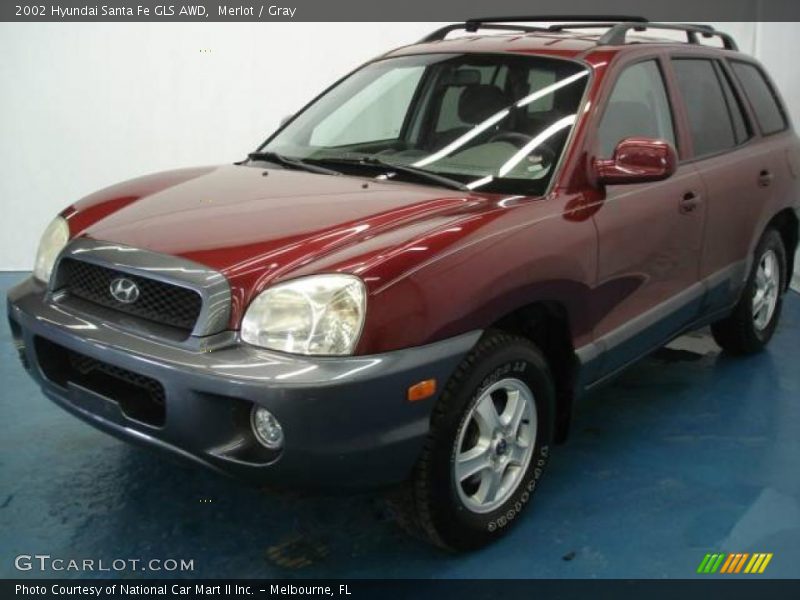 Merlot / Gray 2002 Hyundai Santa Fe GLS AWD