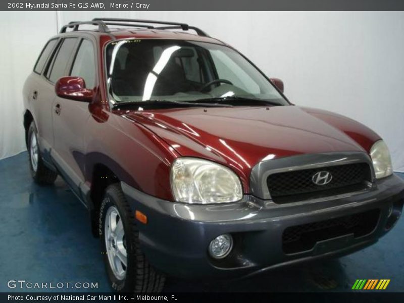 Merlot / Gray 2002 Hyundai Santa Fe GLS AWD