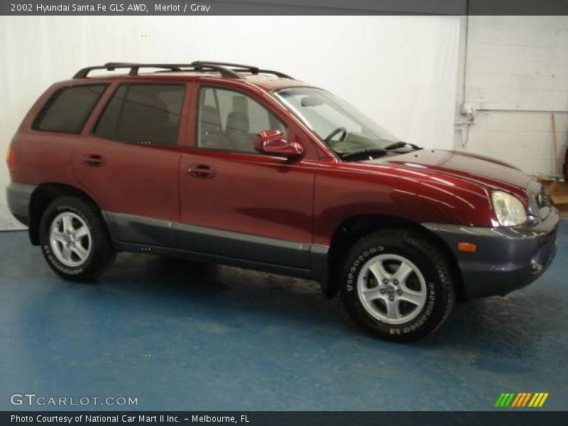 Merlot / Gray 2002 Hyundai Santa Fe GLS AWD