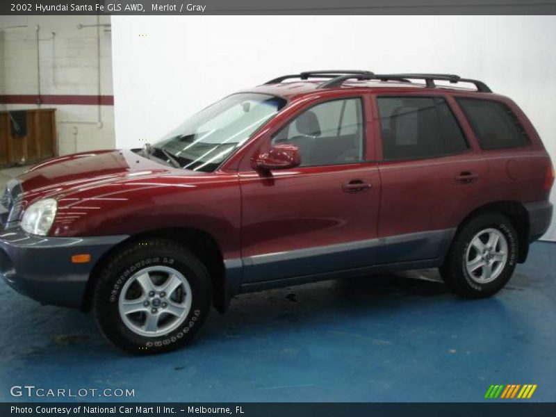 Merlot / Gray 2002 Hyundai Santa Fe GLS AWD