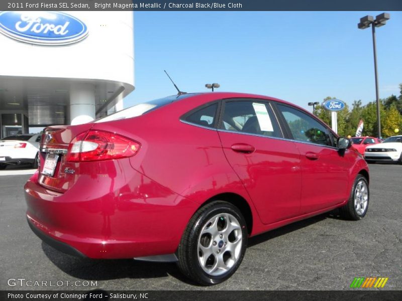 Bright Magenta Metallic / Charcoal Black/Blue Cloth 2011 Ford Fiesta SEL Sedan