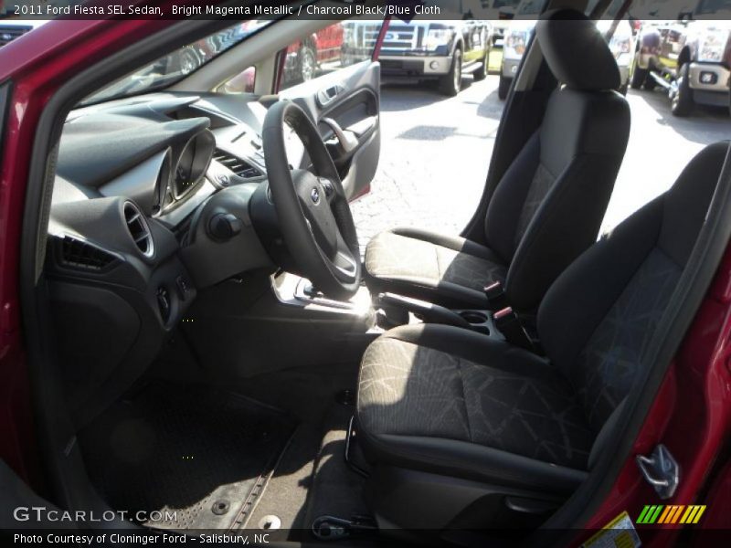 Bright Magenta Metallic / Charcoal Black/Blue Cloth 2011 Ford Fiesta SEL Sedan