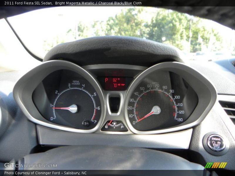 Bright Magenta Metallic / Charcoal Black/Blue Cloth 2011 Ford Fiesta SEL Sedan