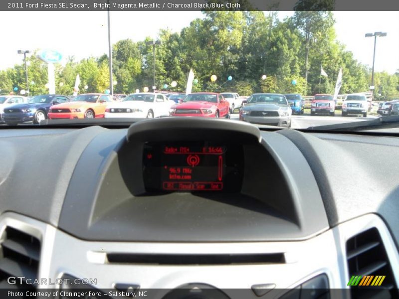 Bright Magenta Metallic / Charcoal Black/Blue Cloth 2011 Ford Fiesta SEL Sedan