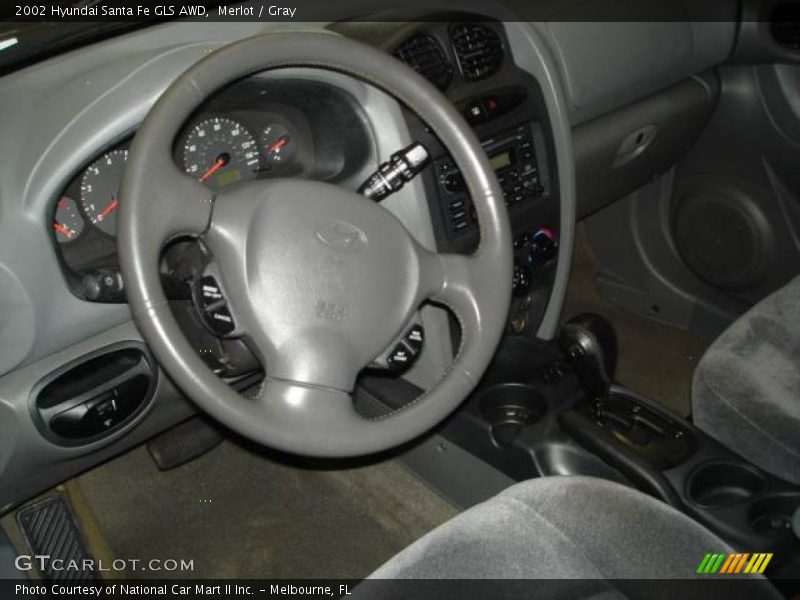 Merlot / Gray 2002 Hyundai Santa Fe GLS AWD