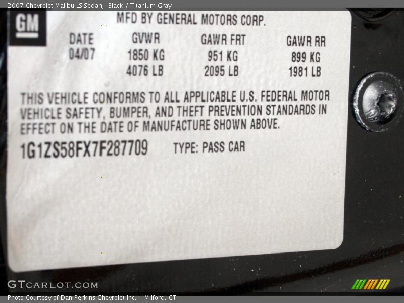 Black / Titanium Gray 2007 Chevrolet Malibu LS Sedan