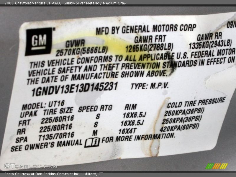 Galaxy Silver Metallic / Medium Gray 2003 Chevrolet Venture LT AWD