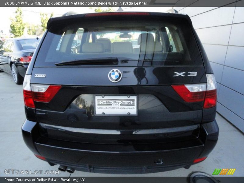 Black Sapphire Metallic / Sand Beige/Black Nevada Leather 2008 BMW X3 3.0si