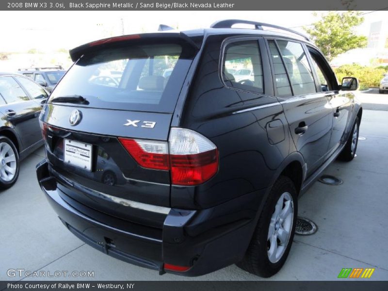 Black Sapphire Metallic / Sand Beige/Black Nevada Leather 2008 BMW X3 3.0si