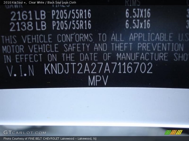 Clear White / Black Soul Logo Cloth 2010 Kia Soul +