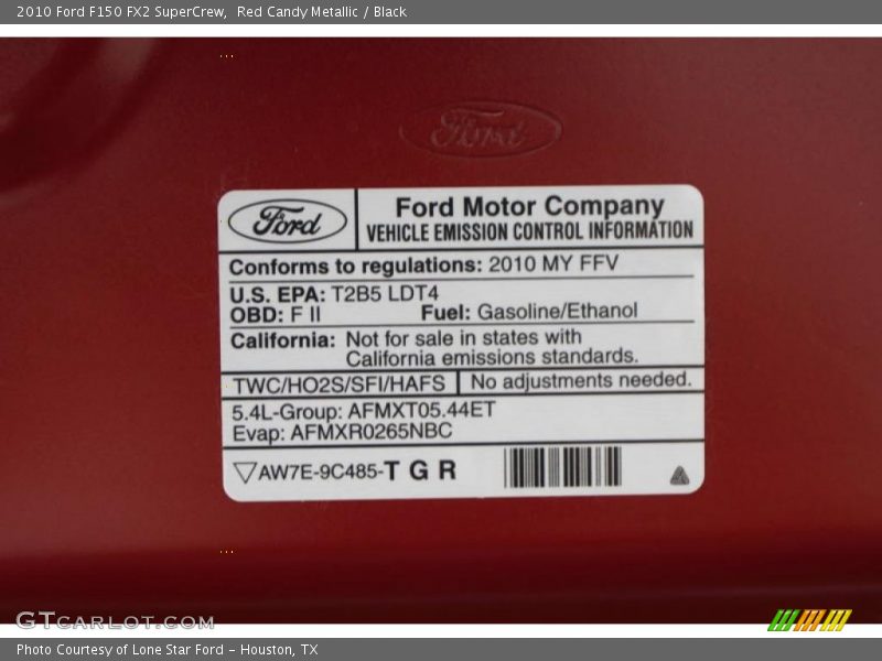 Red Candy Metallic / Black 2010 Ford F150 FX2 SuperCrew