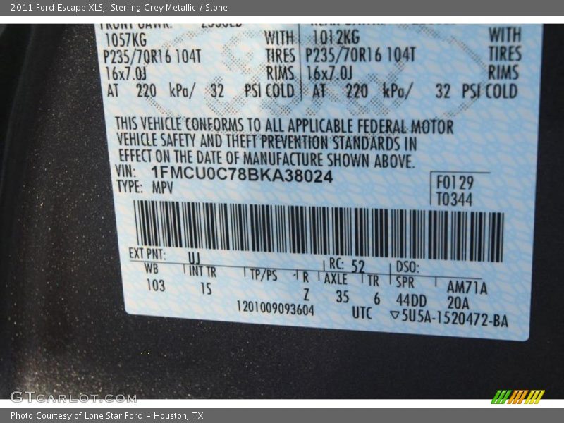 Sterling Grey Metallic / Stone 2011 Ford Escape XLS