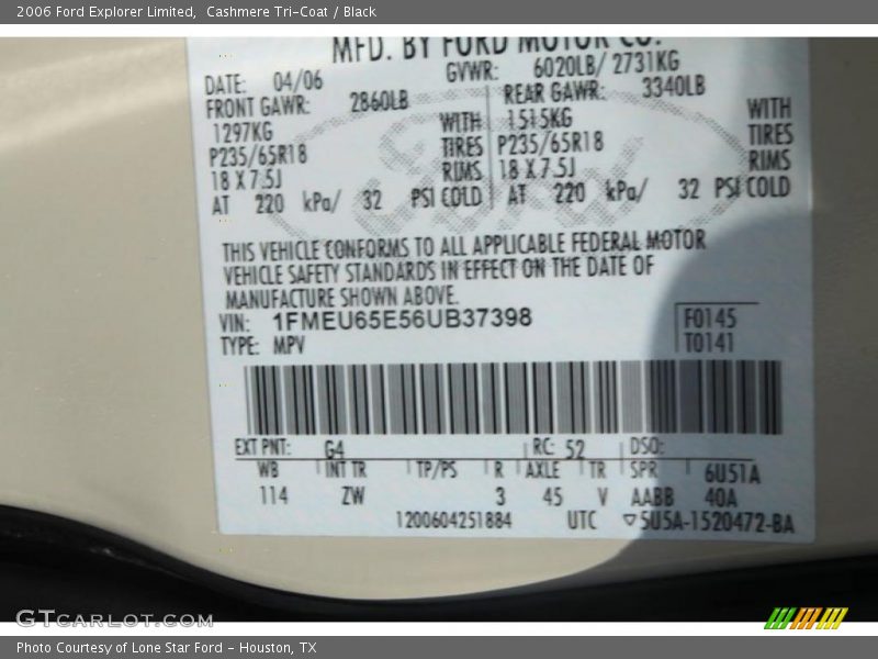 Cashmere Tri-Coat / Black 2006 Ford Explorer Limited
