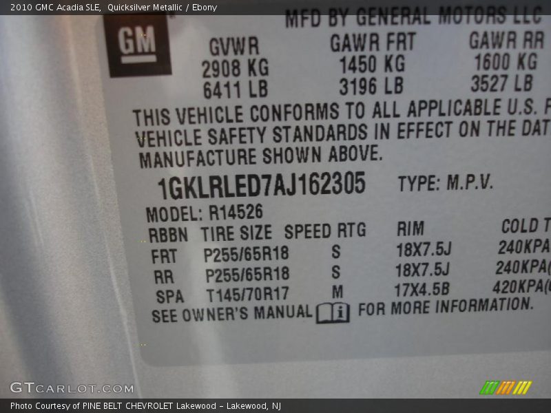 Quicksilver Metallic / Ebony 2010 GMC Acadia SLE