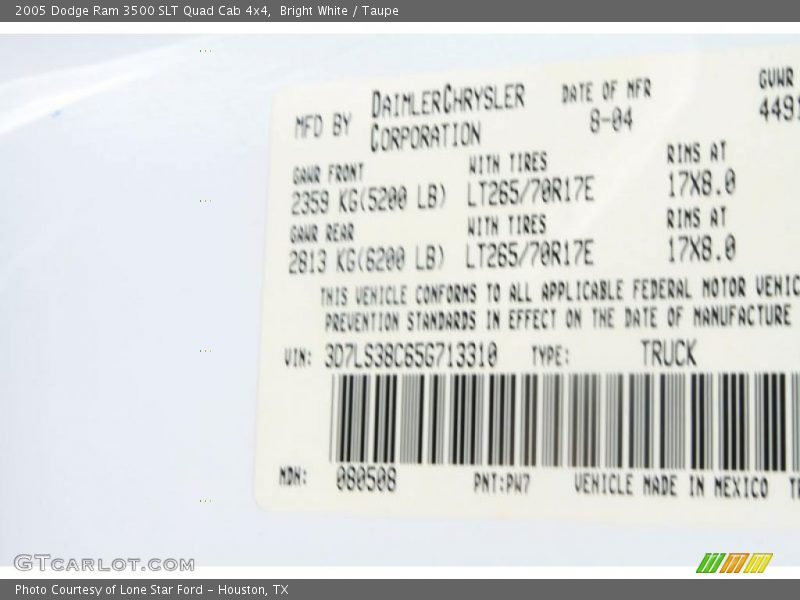 Bright White / Taupe 2005 Dodge Ram 3500 SLT Quad Cab 4x4