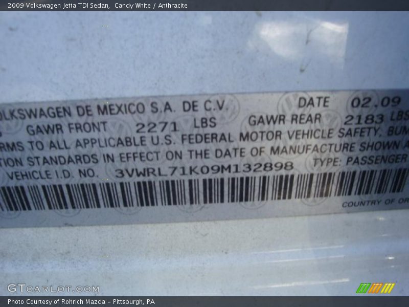 Candy White / Anthracite 2009 Volkswagen Jetta TDI Sedan