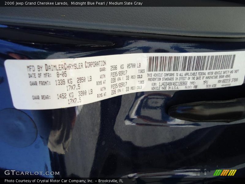 Midnight Blue Pearl / Medium Slate Gray 2006 Jeep Grand Cherokee Laredo