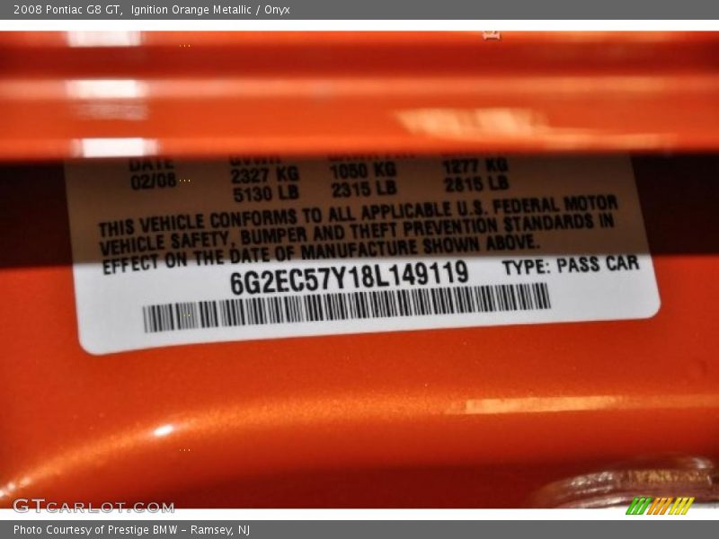 Ignition Orange Metallic / Onyx 2008 Pontiac G8 GT