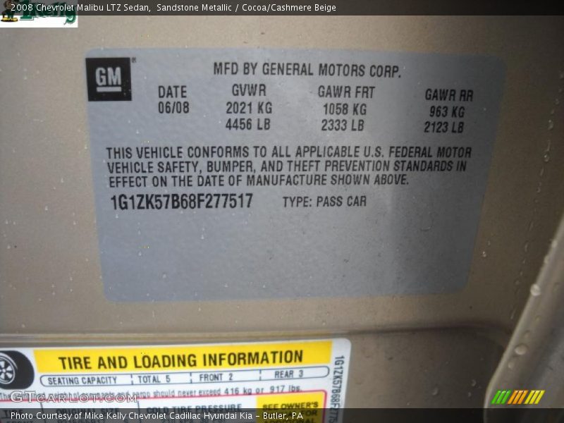 Sandstone Metallic / Cocoa/Cashmere Beige 2008 Chevrolet Malibu LTZ Sedan