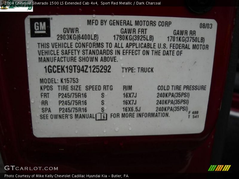 Sport Red Metallic / Dark Charcoal 2004 Chevrolet Silverado 1500 LS Extended Cab 4x4