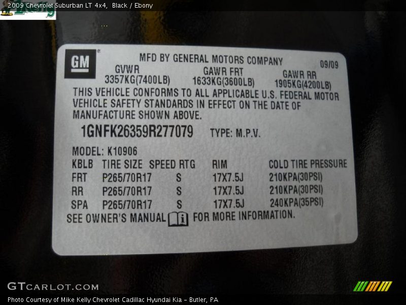 Black / Ebony 2009 Chevrolet Suburban LT 4x4