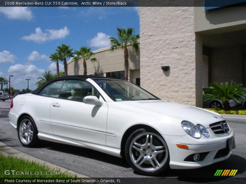 Arctic White / Stone/Black 2008 Mercedes-Benz CLK 550 Cabriolet
