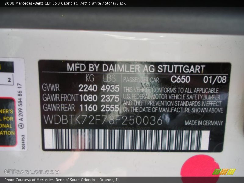 Arctic White / Stone/Black 2008 Mercedes-Benz CLK 550 Cabriolet