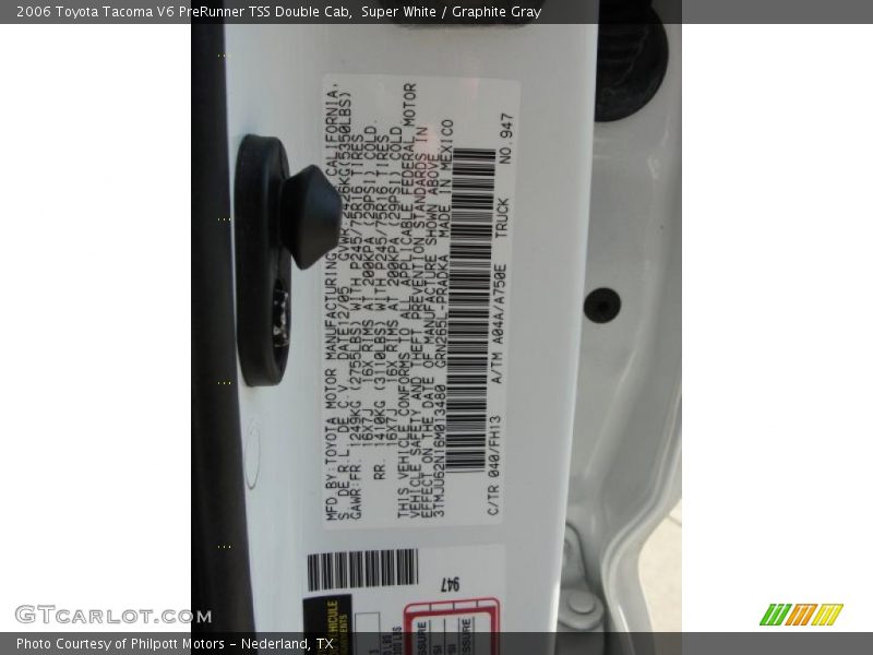 Super White / Graphite Gray 2006 Toyota Tacoma V6 PreRunner TSS Double Cab