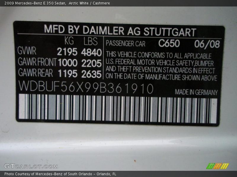 Arctic White / Cashmere 2009 Mercedes-Benz E 350 Sedan