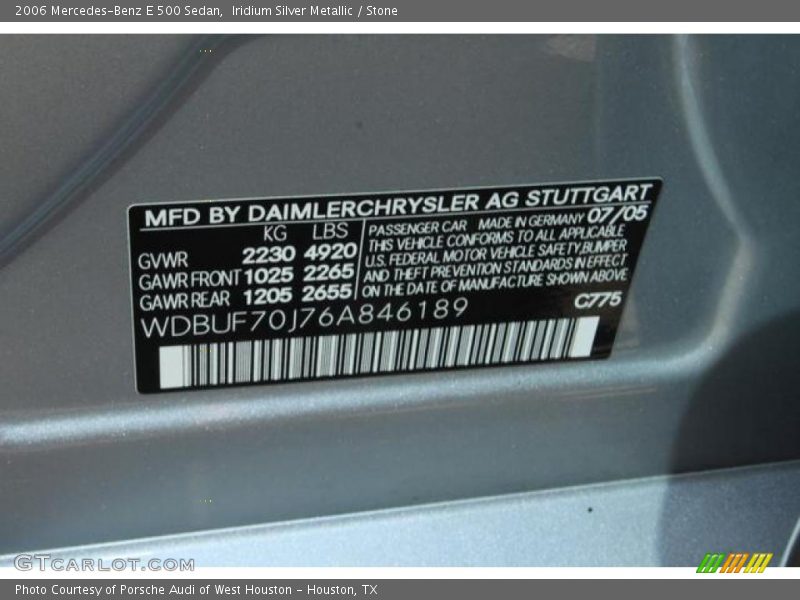 Iridium Silver Metallic / Stone 2006 Mercedes-Benz E 500 Sedan